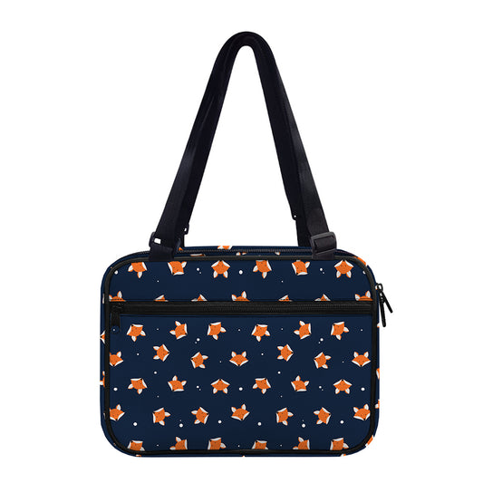 Orange Fox Pattern Print Double Strap Bible Bag