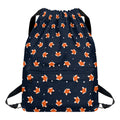 Orange Fox Pattern Print Drawstring Backpack