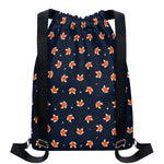 Orange Fox Pattern Print Drawstring Backpack