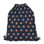 Orange Fox Pattern Print Drawstring Bag