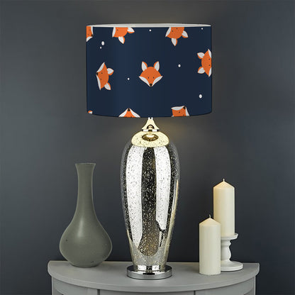 Orange Fox Pattern Print Drum Lamp Shade
