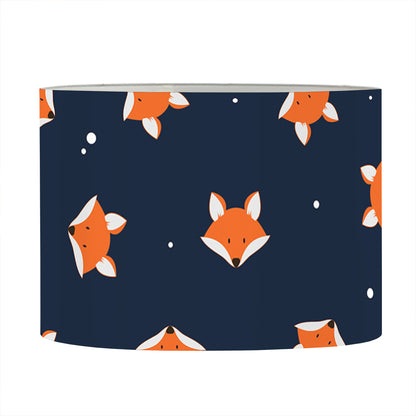 Orange Fox Pattern Print Drum Lamp Shade