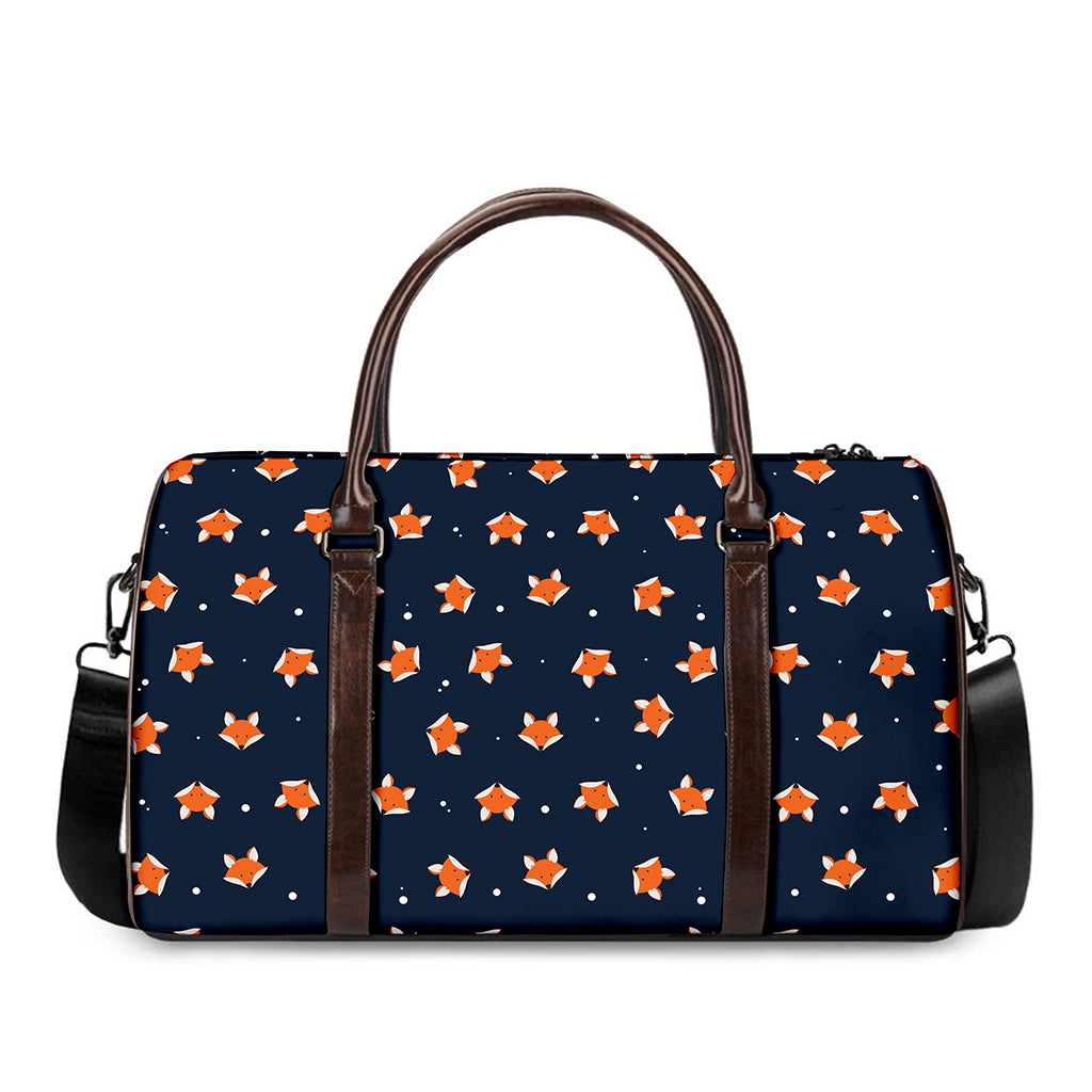 Orange Fox Pattern Print Duffle Bag
