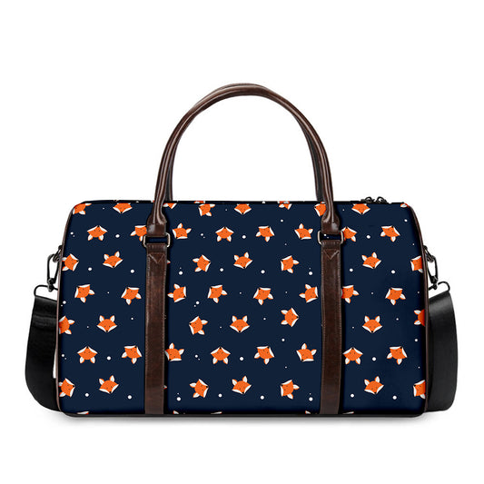 Orange Fox Pattern Print Duffle Bag