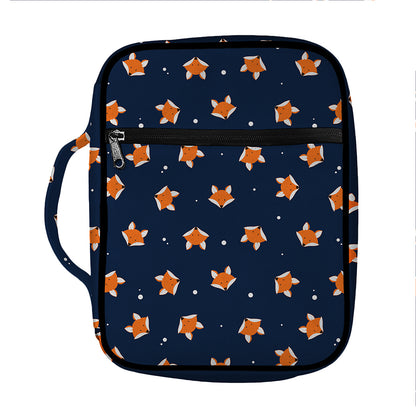 Orange Fox Pattern Print Front Pocket Bible Bag