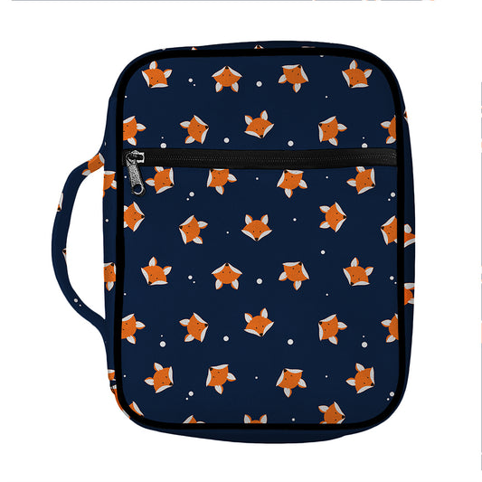 Orange Fox Pattern Print Front Pocket Bible Bag