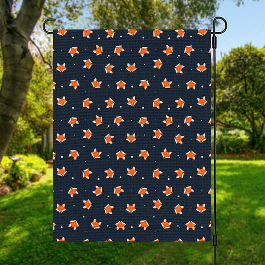 Orange Fox Pattern Print Garden Flag