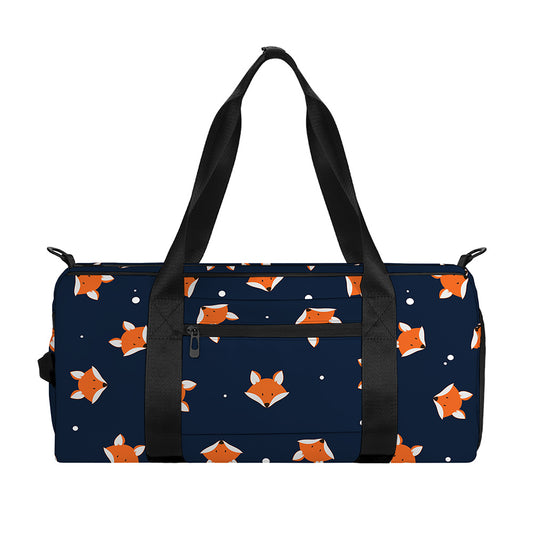 Orange Fox Pattern Print Gym Bag