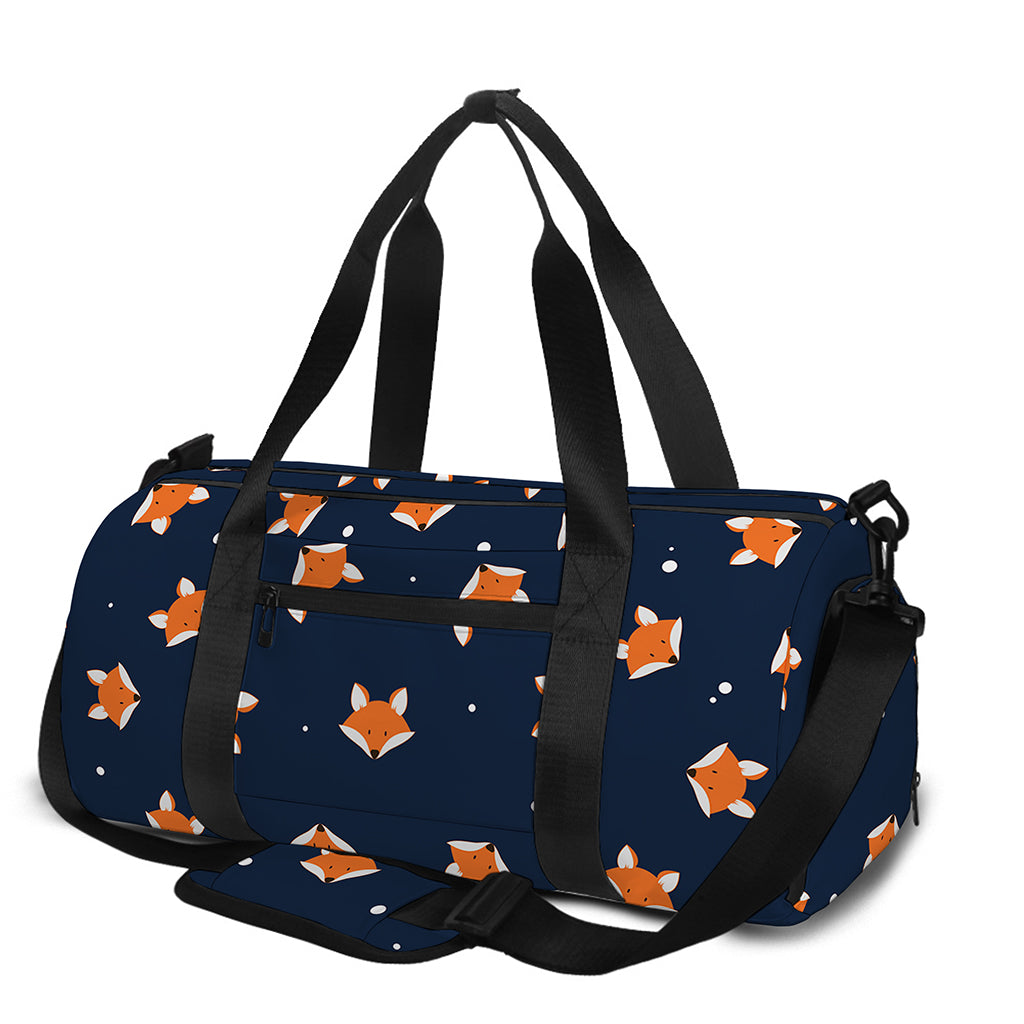 Orange Fox Pattern Print Gym Bag