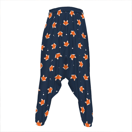 Orange Fox Pattern Print Hammer Pants