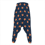 Orange Fox Pattern Print Hammer Pants