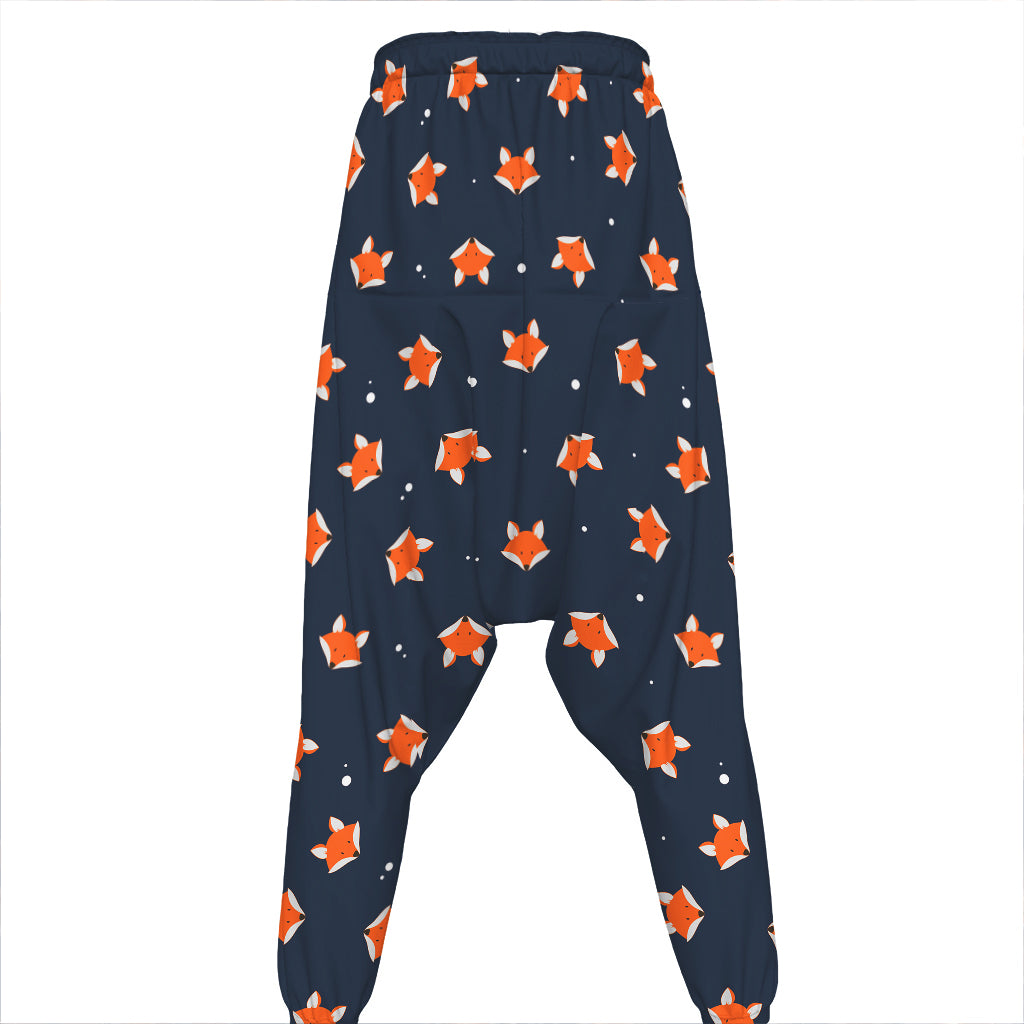 Orange Fox Pattern Print Hammer Pants