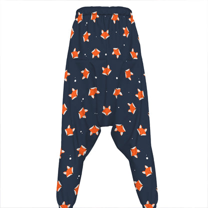 Orange Fox Pattern Print Hammer Pants