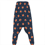 Orange Fox Pattern Print Hammer Pants