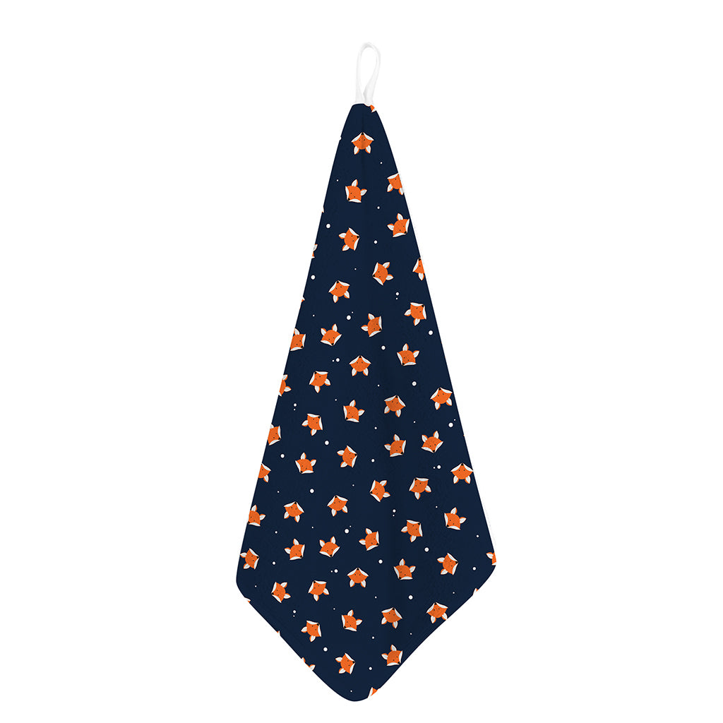 Orange Fox Pattern Print Hand Towel
