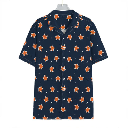 Orange Fox Pattern Print Hawaiian Shirt