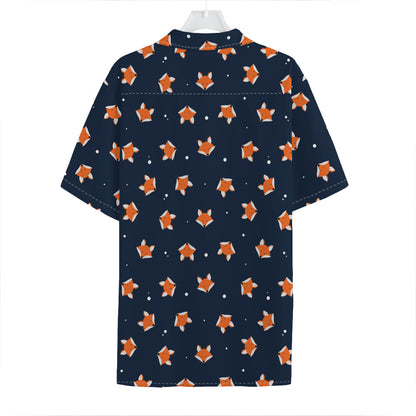 Orange Fox Pattern Print Hawaiian Shirt