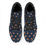 Orange Fox Pattern Print High Top Leather Sneakers