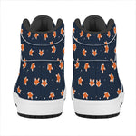 Orange Fox Pattern Print High Top Leather Sneakers