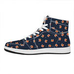 Orange Fox Pattern Print High Top Leather Sneakers