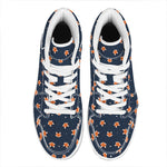 Orange Fox Pattern Print High Top Leather Sneakers