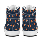 Orange Fox Pattern Print High Top Leather Sneakers