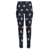 Orange Fox Pattern Print High-Waisted Pocket Leggings