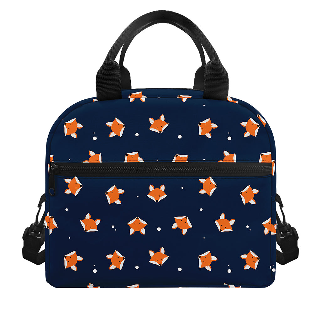 Orange Fox Pattern Print Insulated Lunch Bag