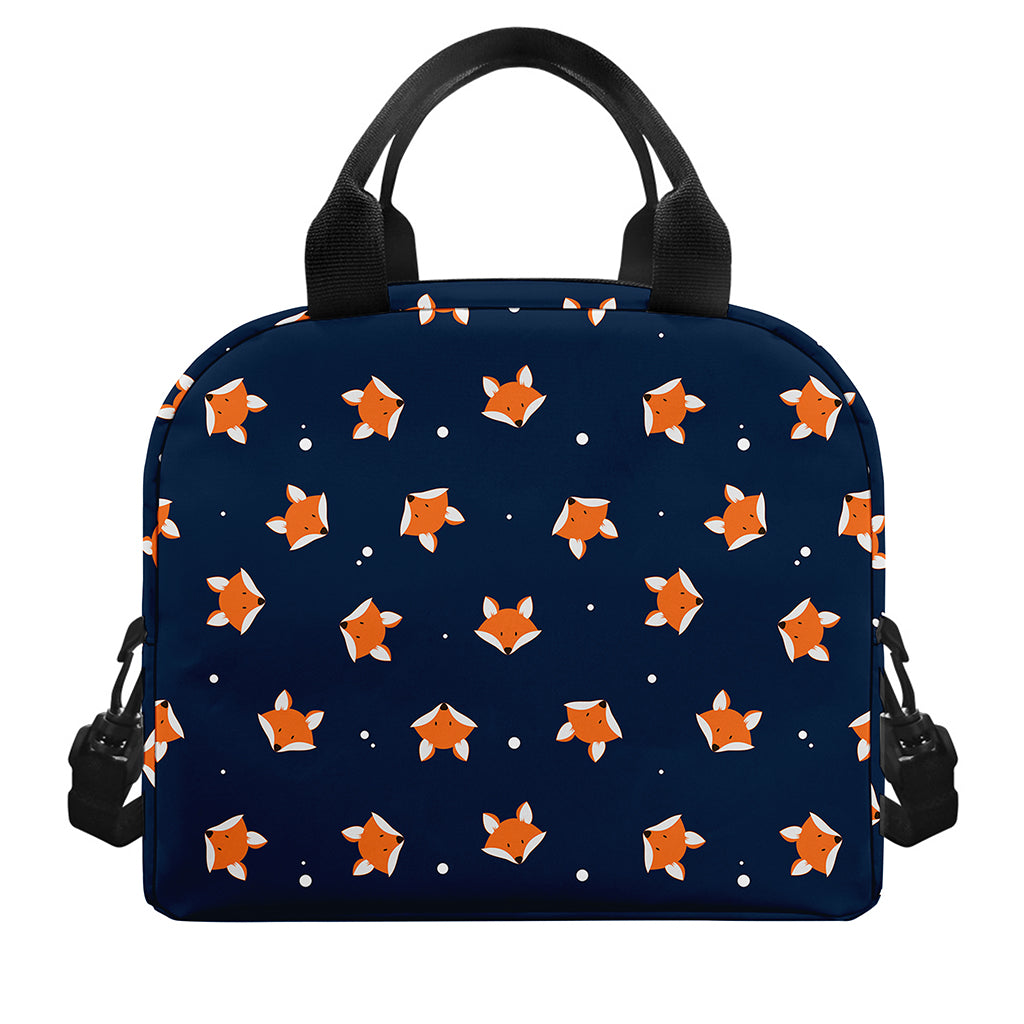 Orange Fox Pattern Print Insulated Lunch Bag