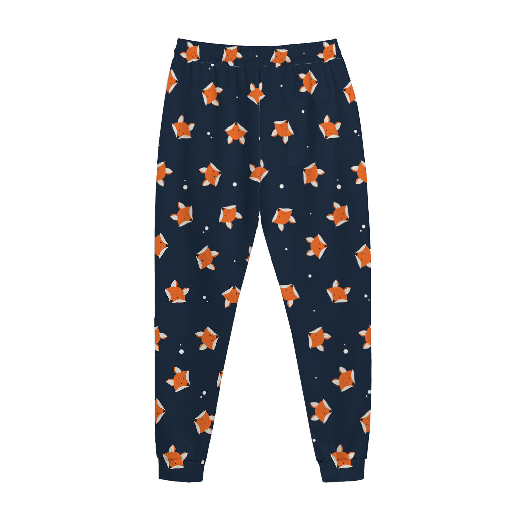 Orange Fox Pattern Print Jogger Pants