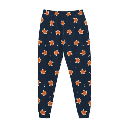 Orange Fox Pattern Print Jogger Pants