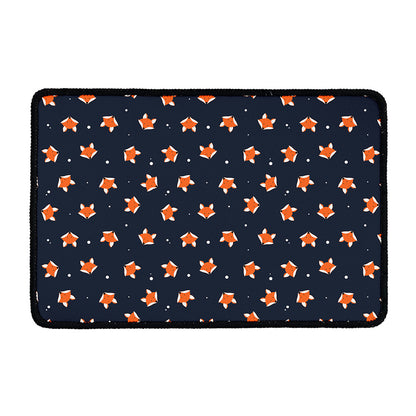 Orange Fox Pattern Print Kitchen Mat