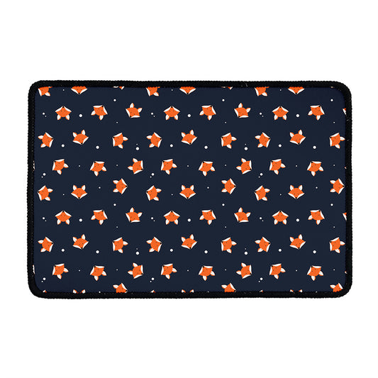 Orange Fox Pattern Print Kitchen Mat