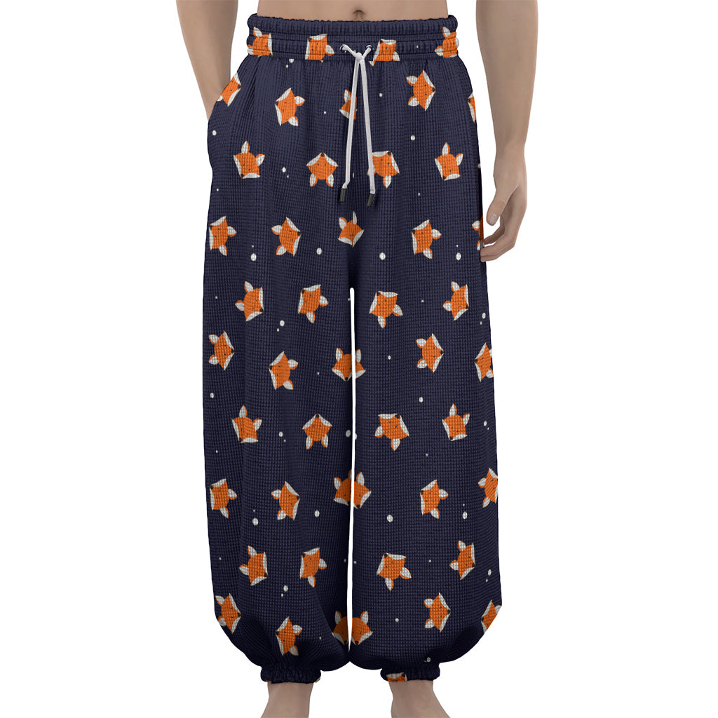 Orange Fox Pattern Print Lantern Pants