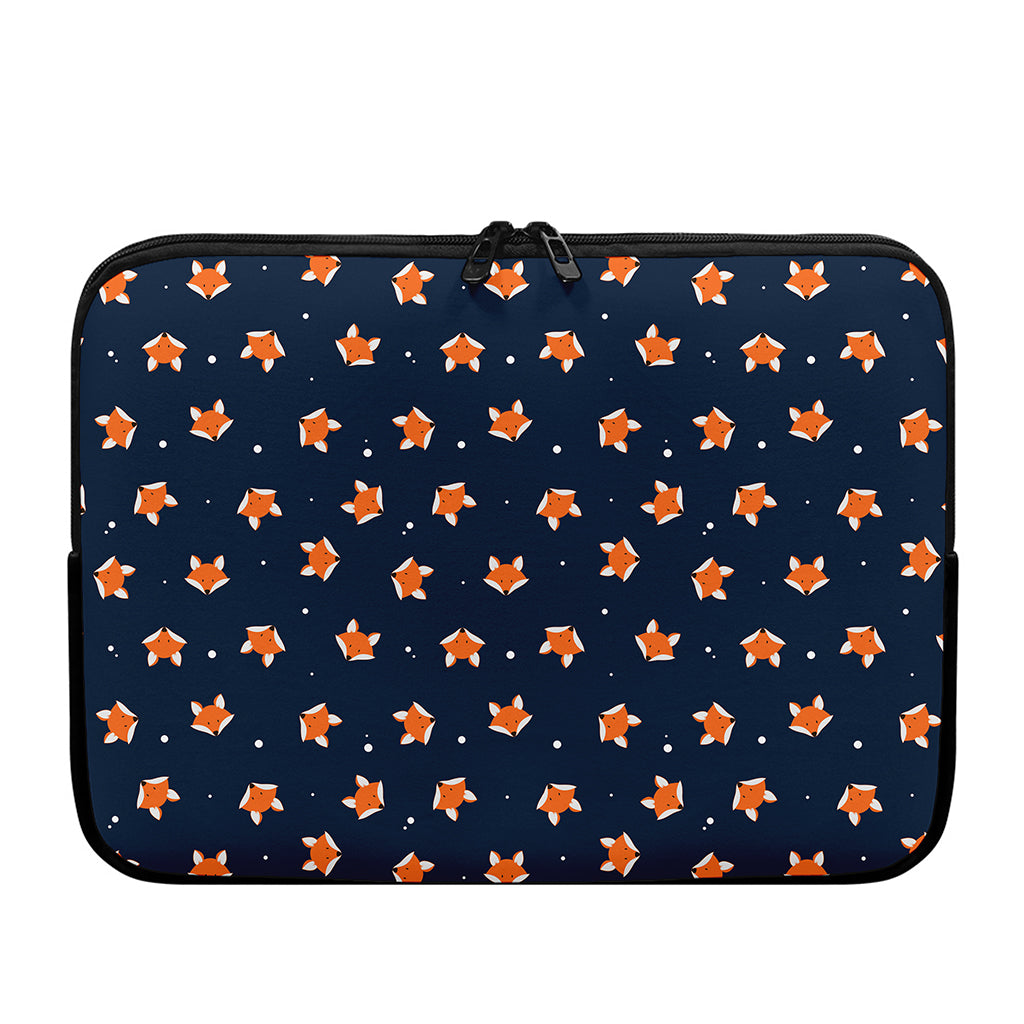 Orange Fox Pattern Print Laptop Sleeve