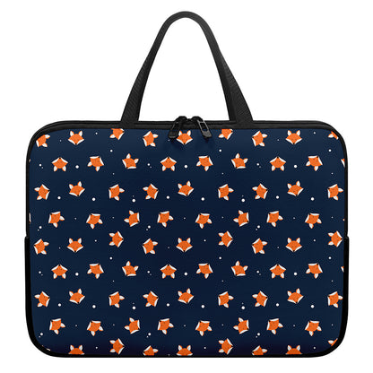 Orange Fox Pattern Print Laptop Sleeve With Handle