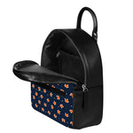 Orange Fox Pattern Print Leather Backpack