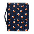Orange Fox Pattern Print Leather Bible Cover