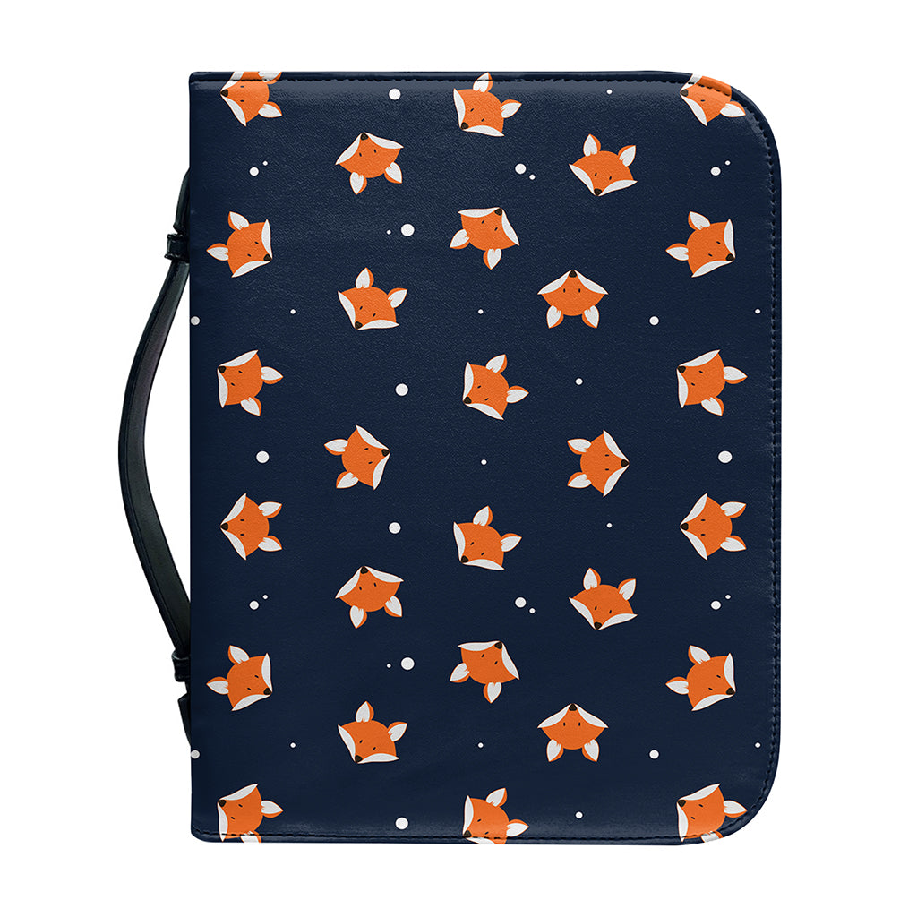 Orange Fox Pattern Print Leather Bible Cover