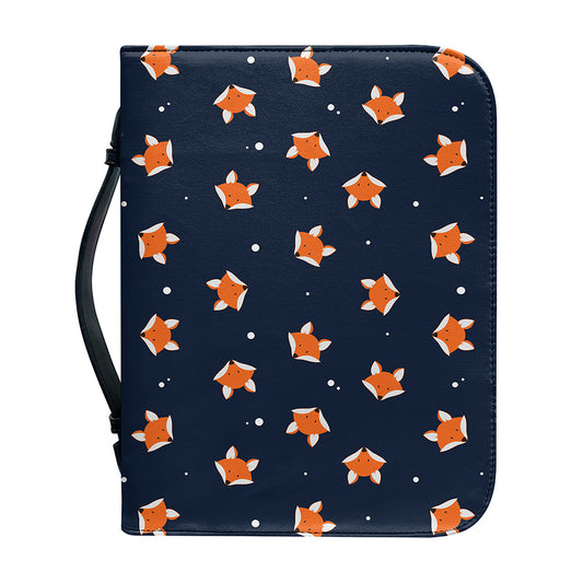 Orange Fox Pattern Print Leather Bible Cover