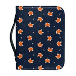 Orange Fox Pattern Print Leather Bible Cover