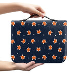 Orange Fox Pattern Print Leather Bible Cover