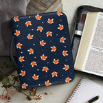 Orange Fox Pattern Print Leather Bible Cover