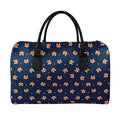 Orange Fox Pattern Print Leather Duffel Bag