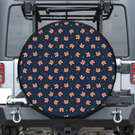 Orange Fox Pattern Print Leather Spare Tire Cover