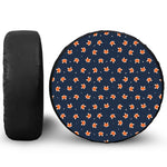 Orange Fox Pattern Print Leather Spare Tire Cover