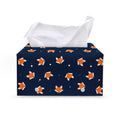 Orange Fox Pattern Print Leather Tissue Box Cover