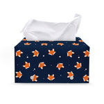 Orange Fox Pattern Print Leather Tissue Box Cover