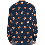 Orange Fox Pattern Print Long Sleeve Baseball Jersey