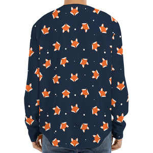 Orange Fox Pattern Print Long Sleeve Baseball Jersey